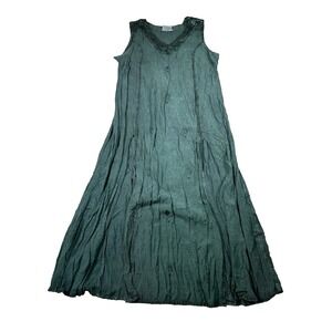 HolyCothing Exclusives M/L Sleeveless Dress Maxi Front Slits‎ Floral Embroidered